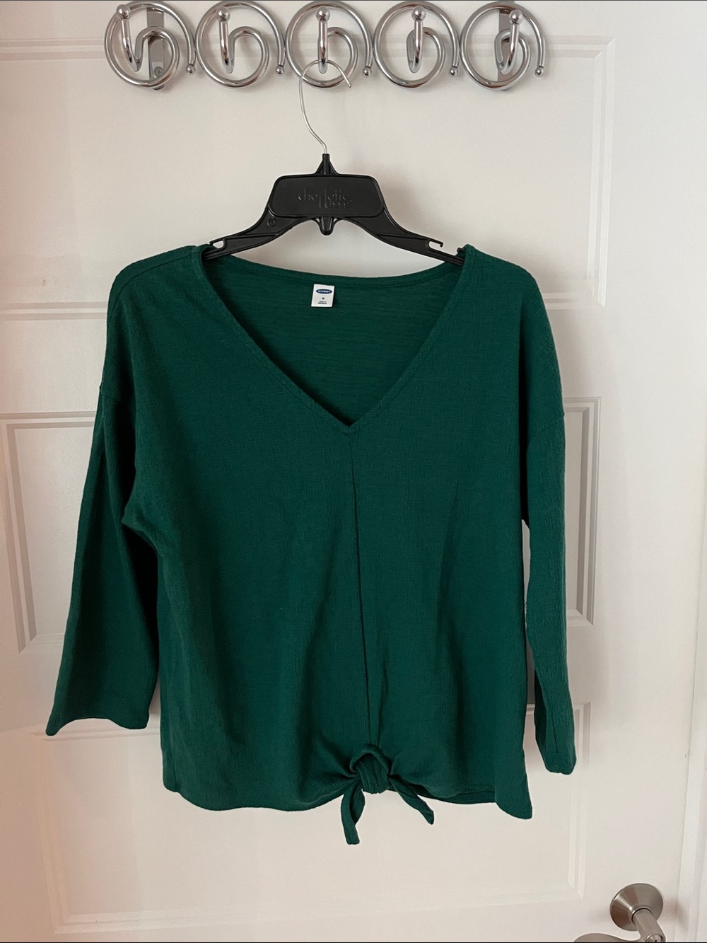 Old Navy Dark Green V-Neck Tie-Front Tunic